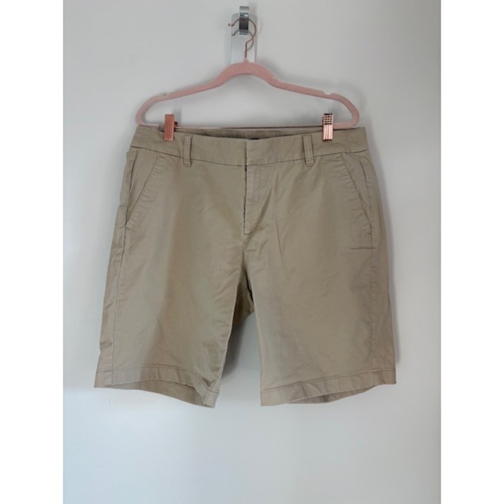 J.Crew Womens Khaki Tan Chino Bermuda Shorts Size 14 Mid Rise Cotton Twill 9 In